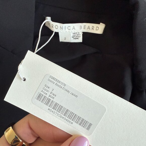 NWT Veronica Beard Iconic Scuba Dickey Jacket Black Peak Lapels Tailored Fit - Picture 4 of 9